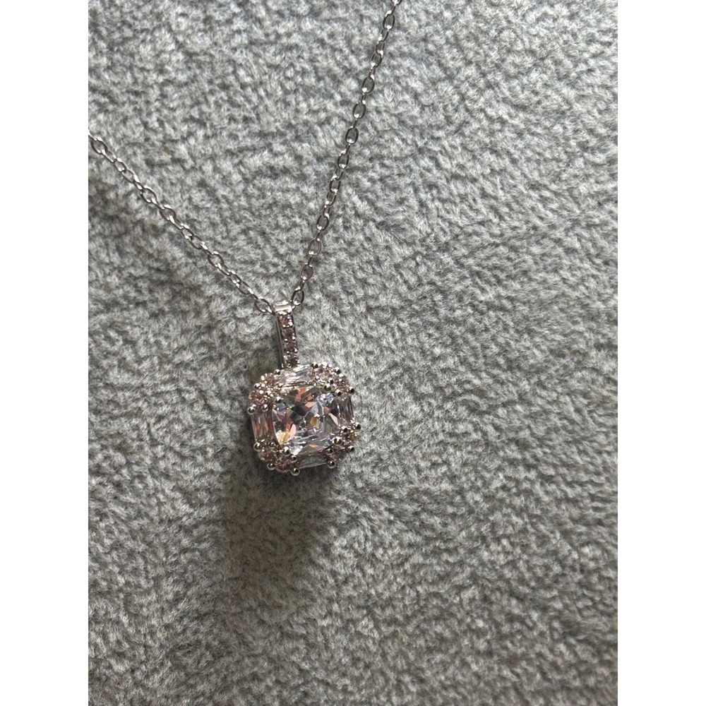 #31. Cushion Square Halo Pendant Necklace